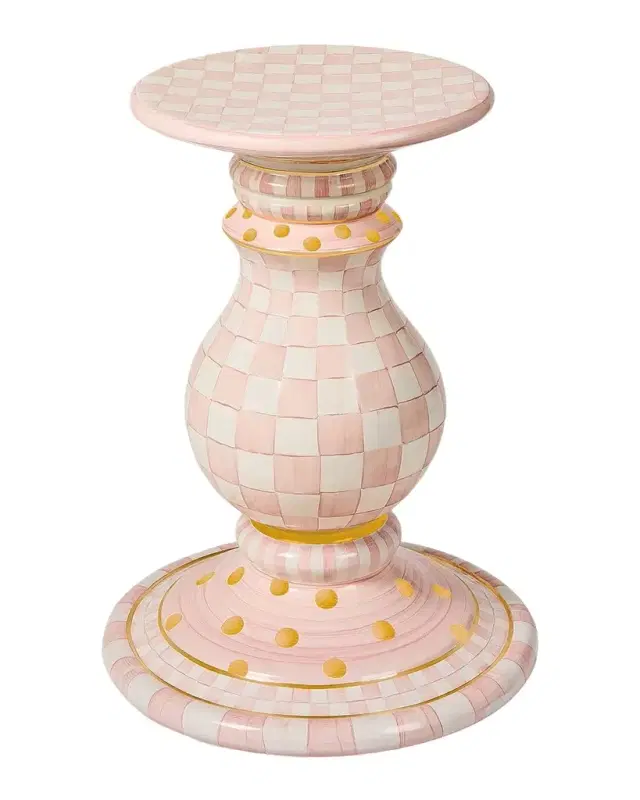 MacKenzie-Childs Rosy Check Ceramic Pedestal Table Base