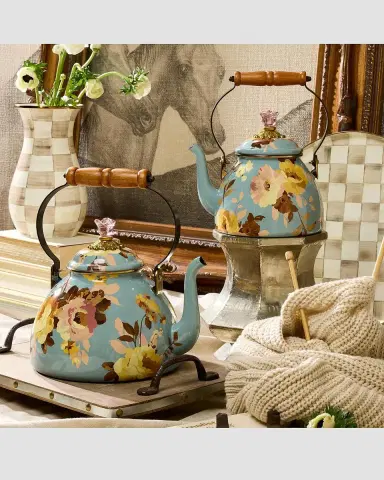 MacKenzie-Childs Wild Rose Slate Large Tea Kettle | Thumbnail 2