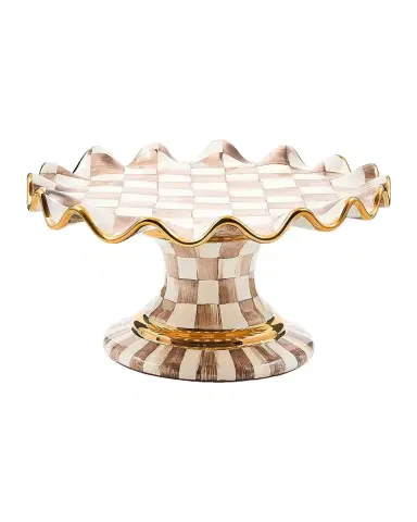 MacKenzie-Childs Mocha Check Ceramic Fluted Cake Stand | Thumbnail 3