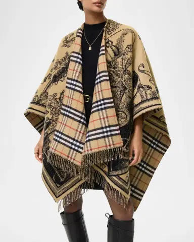 Burberry Reversible Etched Knight Wool Cape | Thumbnail 2