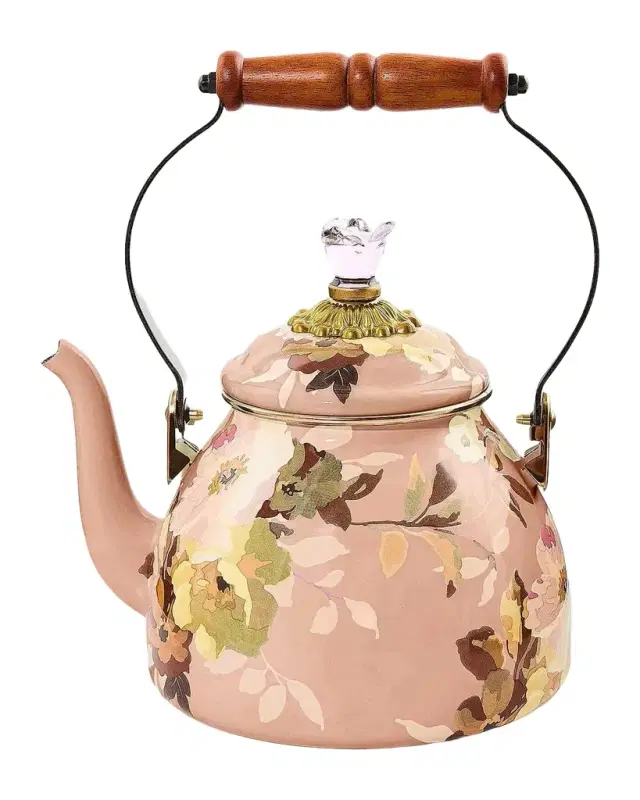 MacKenzie-Childs Wild Rose Mauve Small Tea Kettle