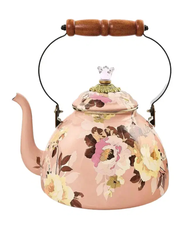 MacKenzie-Childs Wild Rose Mauve Large Tea Kettle