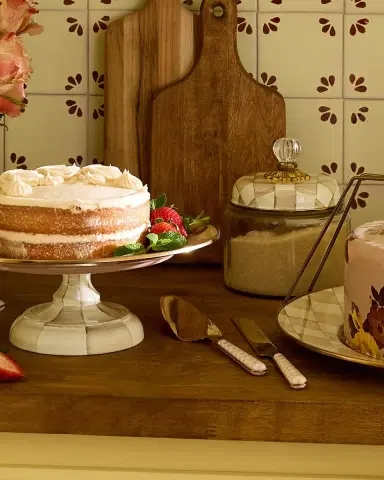 MacKenzie-Childs Mocha Check Bistro 2-Piece Cake Serving Set | Thumbnail 2