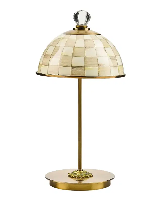 MacKenzie-Childs Mocha Check Rechargeable Dome Table Lamp