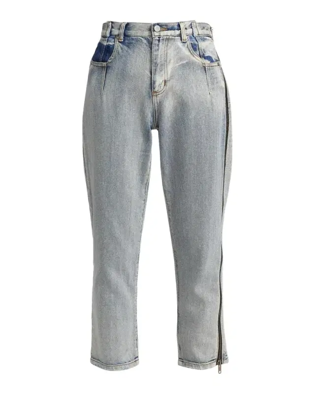 3.1 Phillip Lim Straight-Leg Cropped Jeans with Side Zipper Detail