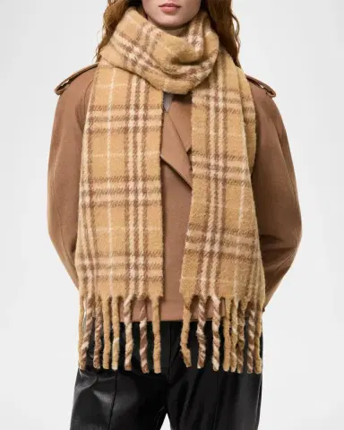 Burberry Narrow Check Alpaca Wool-Blend Scarf | Thumbnail 2