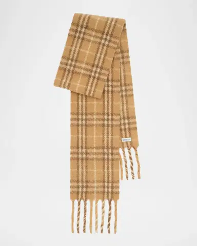 Burberry Narrow Check Alpaca Wool-Blend Scarf | Thumbnail 4