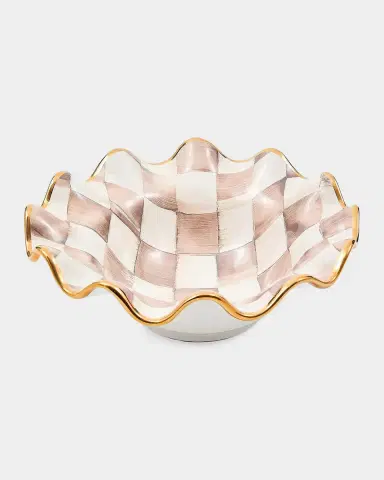 MacKenzie-Childs Mocha Check Ceramic Fluted Breakfast Bowl | Thumbnail 2