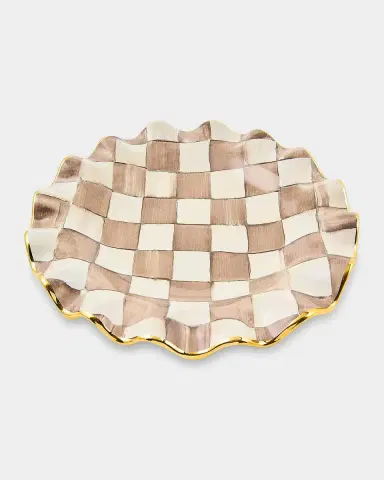 MacKenzie-Childs Mocha Check Ceramic Fluted Dessert Plate | Thumbnail 2