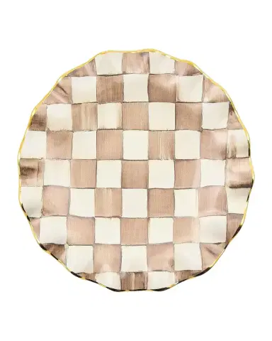MacKenzie-Childs Mocha Check Ceramic Fluted Dessert Plate | Thumbnail 1