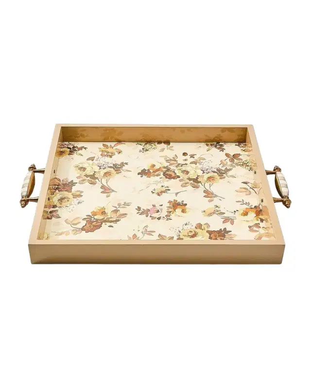 MacKenzie-Childs Wild Rose White Serving Tray