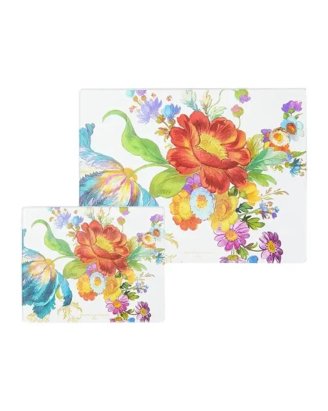 MacKenzie-Childs Flower Market 2-Piece Glass Cutting Board Set