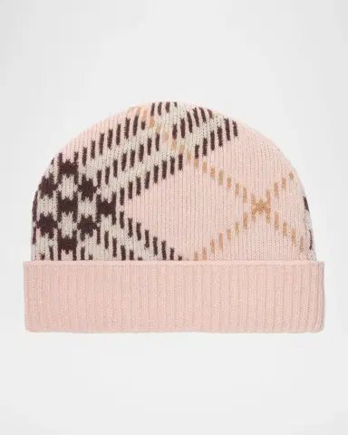 Burberry Check Cashmere Knit Beanie | Thumbnail 2