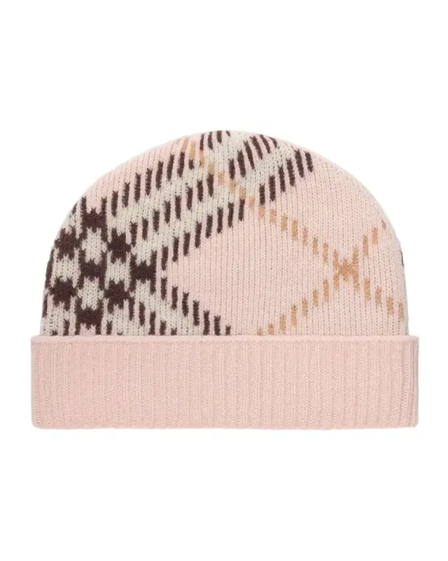 Burberry Check Cashmere Knit Beanie