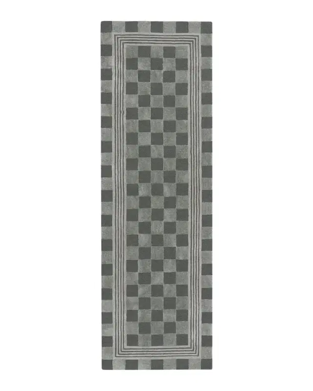MacKenzie-Childs Sage Green Tonal Check Runner, 3 ' x 8 '