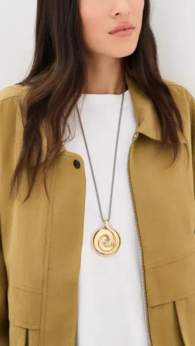 Jenny Bird Nico Mirror Pendant Rope Necklace High Polish Gold One Size | Thumbnail 3