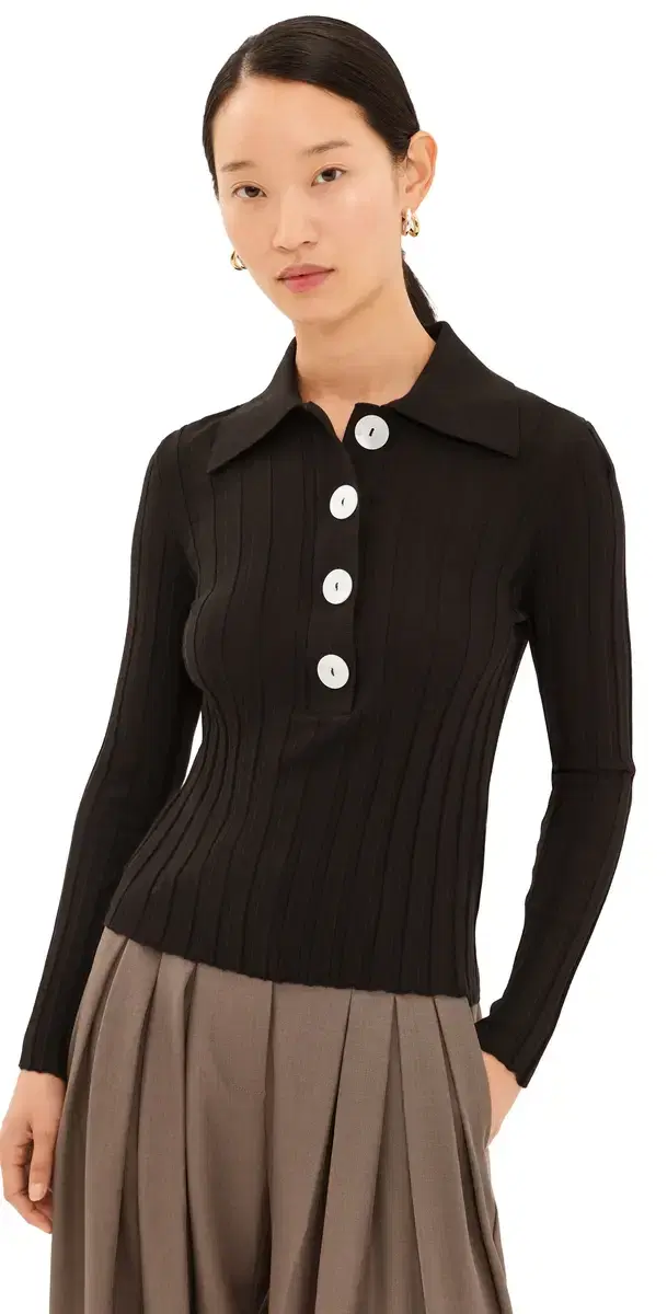 Nackiyé Sugarman Long Sleeve Polo Wool Top