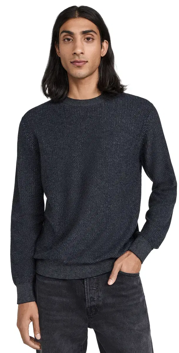 Vince Geo Jacquard Crew Sweater Coastal/ed H Grey