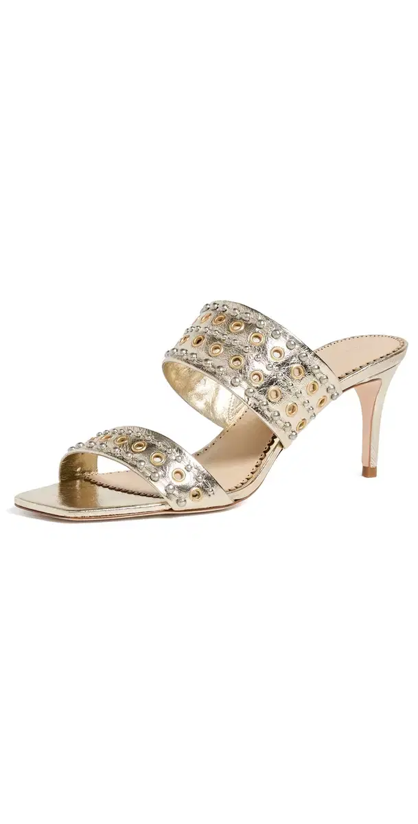 Cinq à Sept Sutton Mixed Hardware Metallic Sandals Light Gold