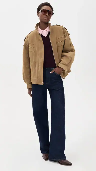 Source Unknown Tova Faux Suede Bomber Jacket Khaki M/L | Thumbnail 5