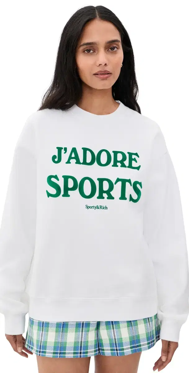 Sporty & Rich Jadore Flocked Crewneck Sweatshirt White Kelly