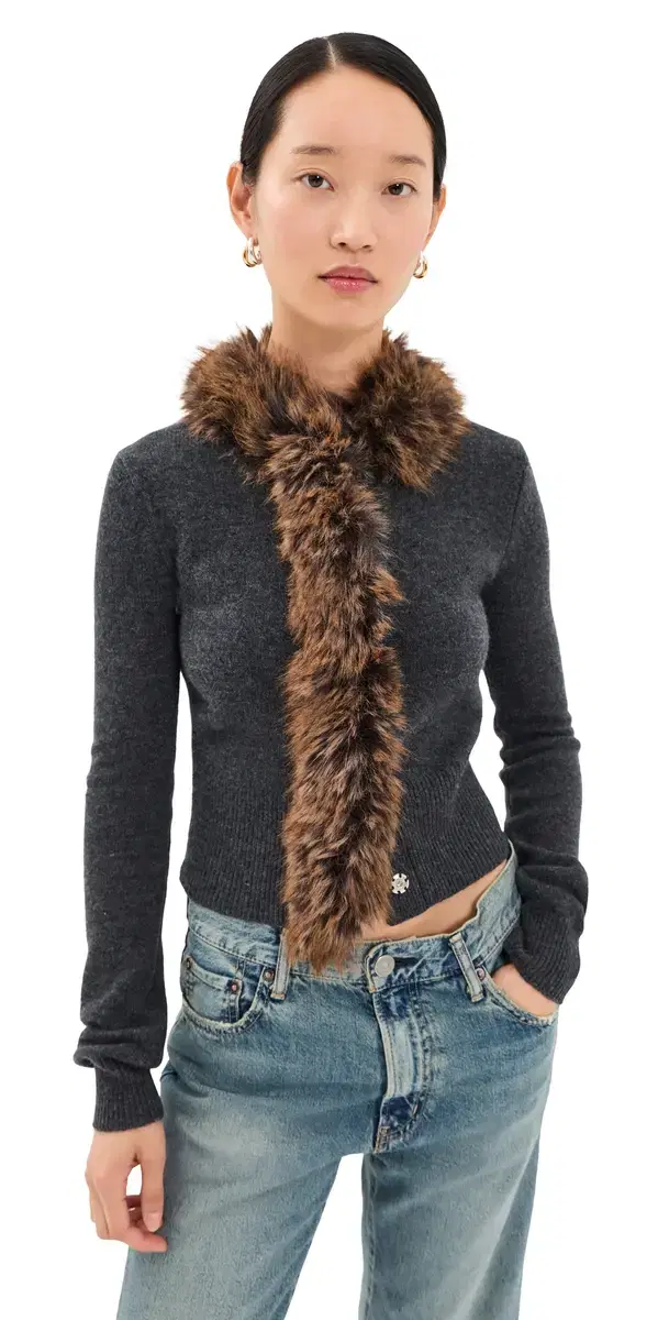 Marc Jacobs Faux Fur ined Cardigan Charcoal