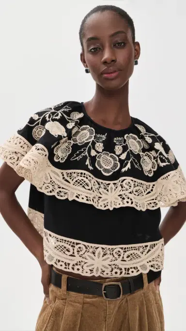 Sea hiloh Embroidered Top Black | Thumbnail 2
