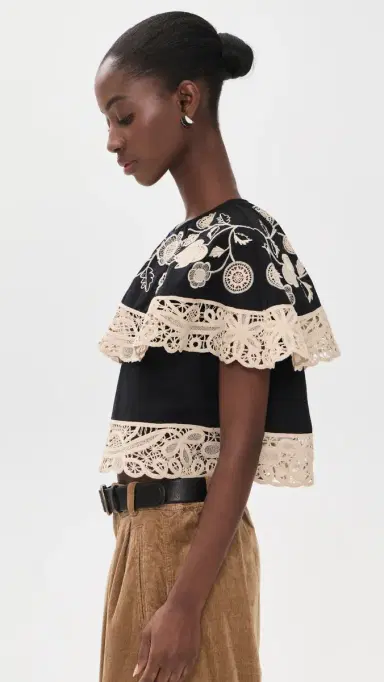 Sea hiloh Embroidered Top Black | Thumbnail 4