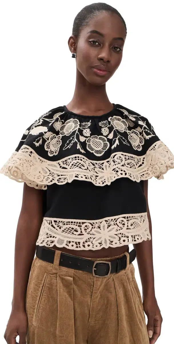 Sea hiloh Embroidered Top Black