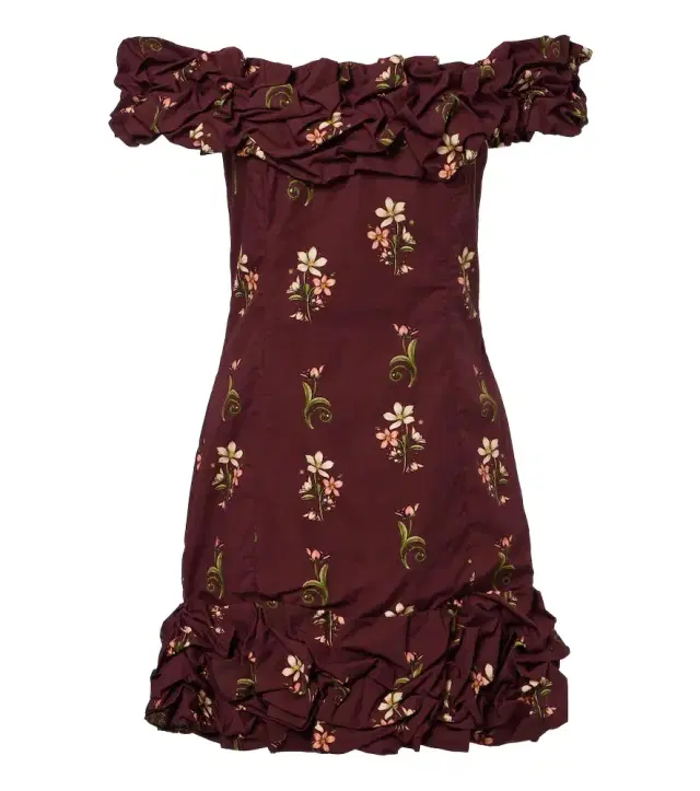 Agua by Agua Bendita Jardin floral off-shoulder cotton minidress
