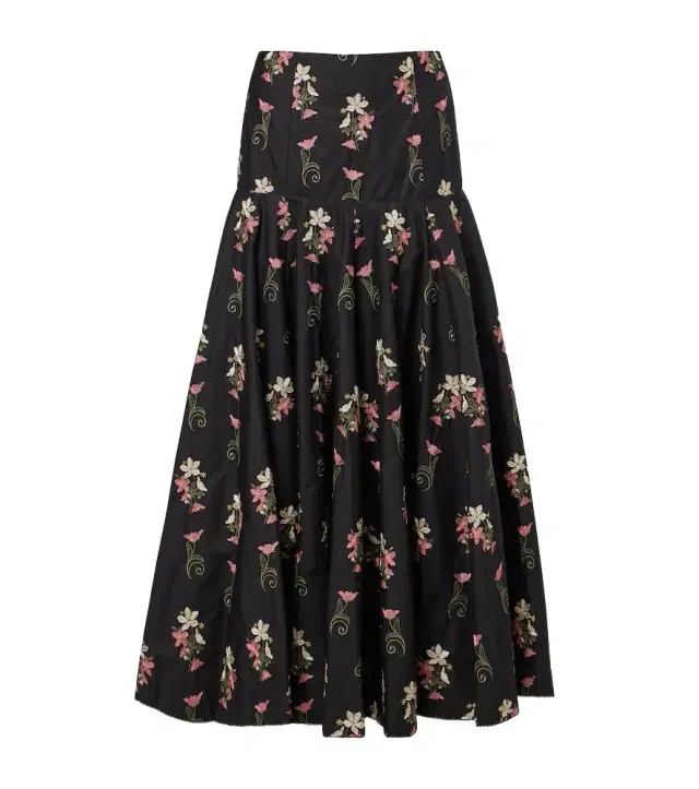 Agua by Agua Bendita Nacar embroidered cotton poplin maxi skirt
