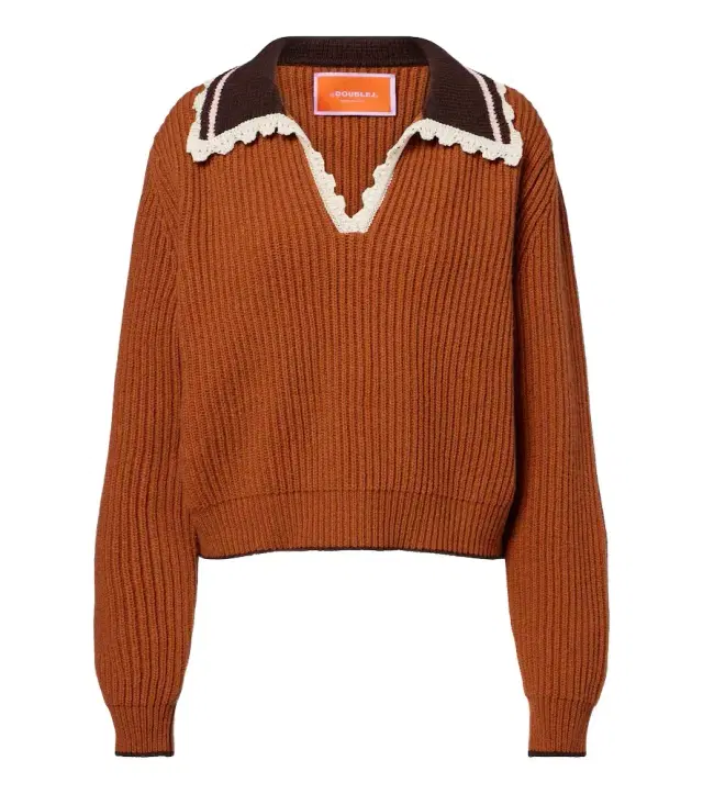 La DoubleJ Crochet-trimmed wool-blend polo sweater