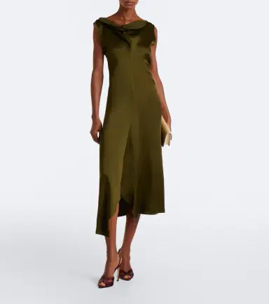 Victoria Beckham Draped asymmetric satin midi dress | Thumbnail 3