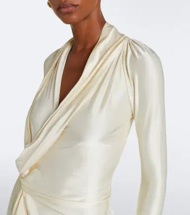 Victoria Beckham Lea draped jersey midi dress | Thumbnail 3 Victoria Beckham Lea draped jersey midi dress | Thumbnail 3