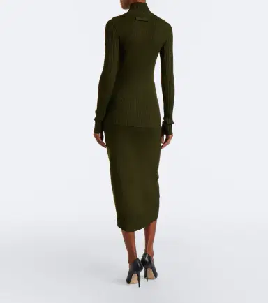 Victoria Beckham Ribbed-knit wool midi skirt | Thumbnail 6