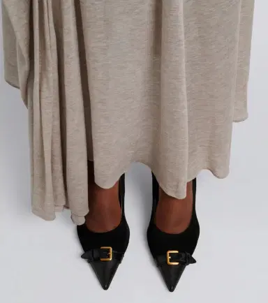 JW Anderson Embellished leather-trimmed suede pumps | Thumbnail 5