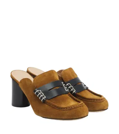 JW Anderson Leather-trimmed suede mules | Thumbnail 1