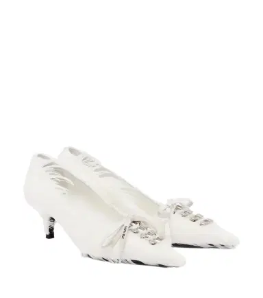 Prada Feather-trimmed satin pumps | Thumbnail 1 Prada Feather-trimmed satin pumps | Thumbnail 1