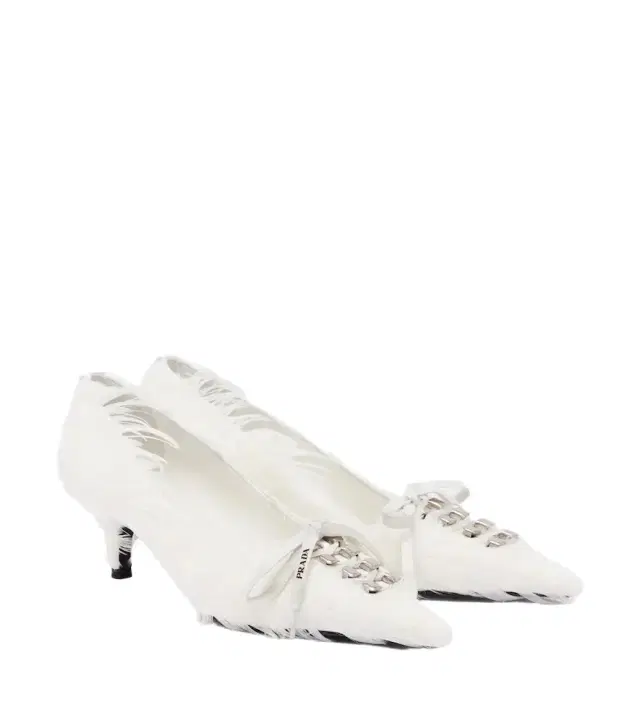 Prada Feather-trimmed satin pumps