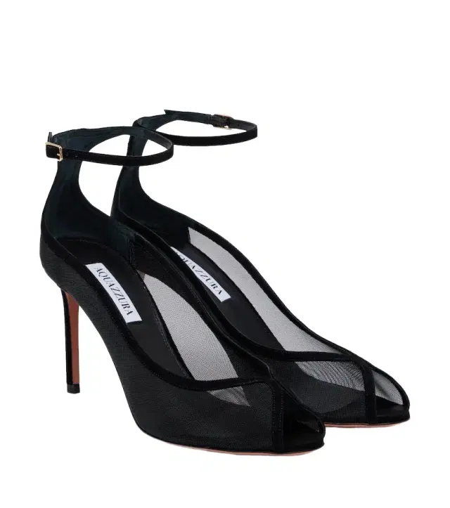 Aquazzura Love Affair suede-trimmed mesh slingback sandals