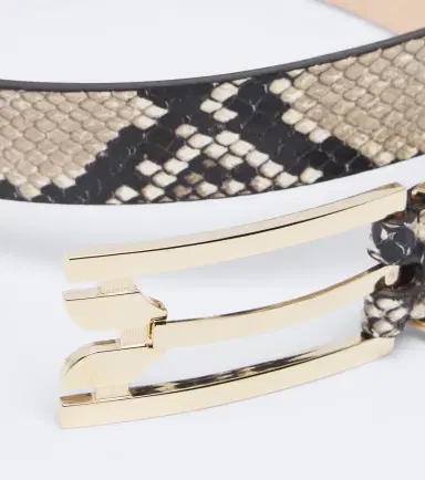 Victoria Beckham Dorian Pin-Buckle snake-effect leather belt | Thumbnail 2