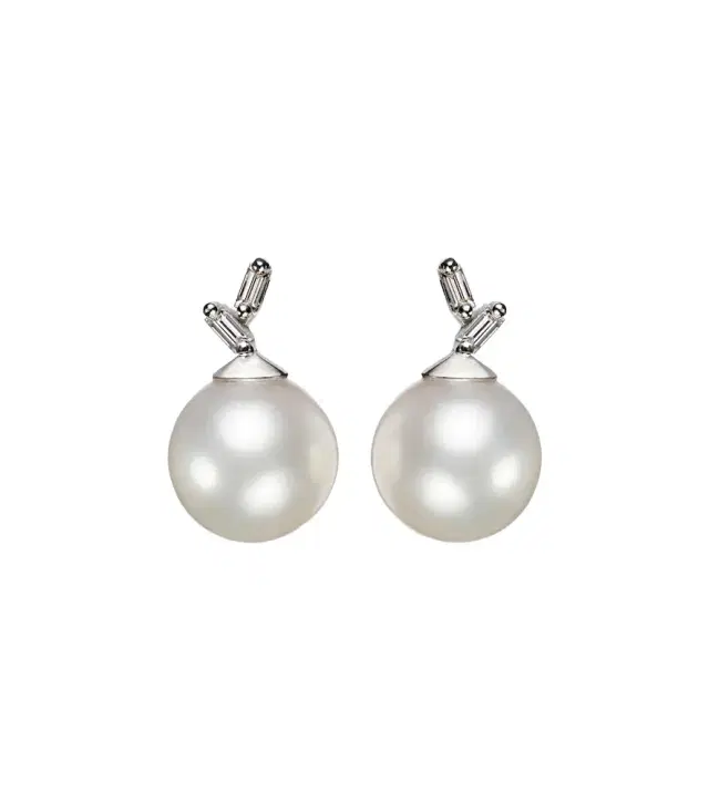 Suzanne Kalan 18kt white gold drop earrings with pearls and diamonds