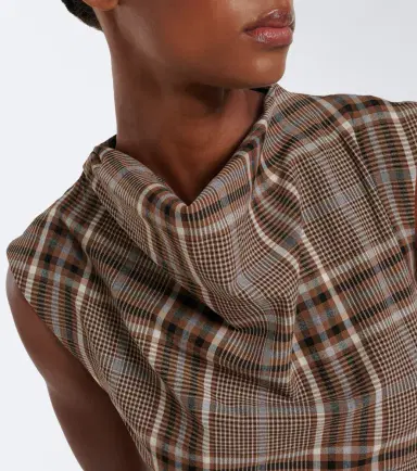 Simkhai Burke draped plaid midi dress | Thumbnail 2