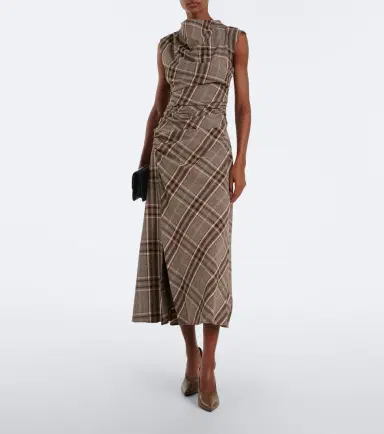 Simkhai Burke draped plaid midi dress | Thumbnail 3