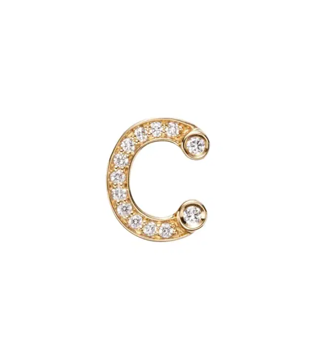 Sophie Bille Brahe Initial Petite C 18kt gold single earring with diamonds