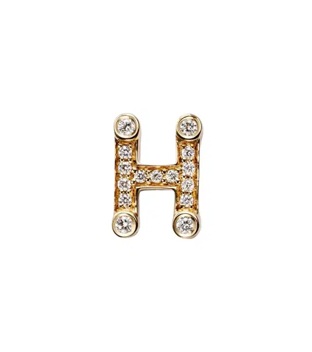 Sophie Bille Brahe Initial Petite H 18kt gold single earring with diamonds