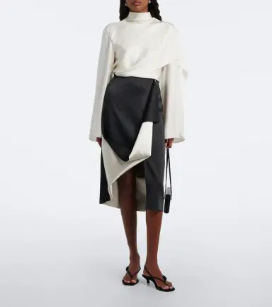 RÓHE Róhe Draped asymmetric satin midi skirt | Thumbnail 4