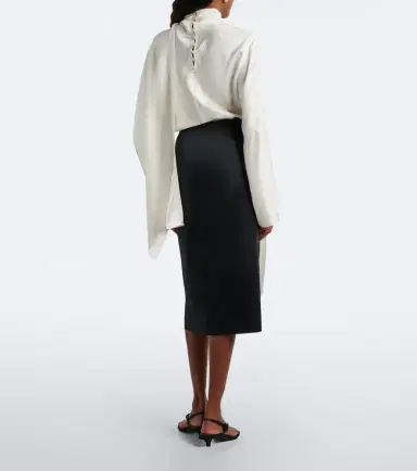 RÓHE Róhe Draped asymmetric satin midi skirt | Thumbnail 5