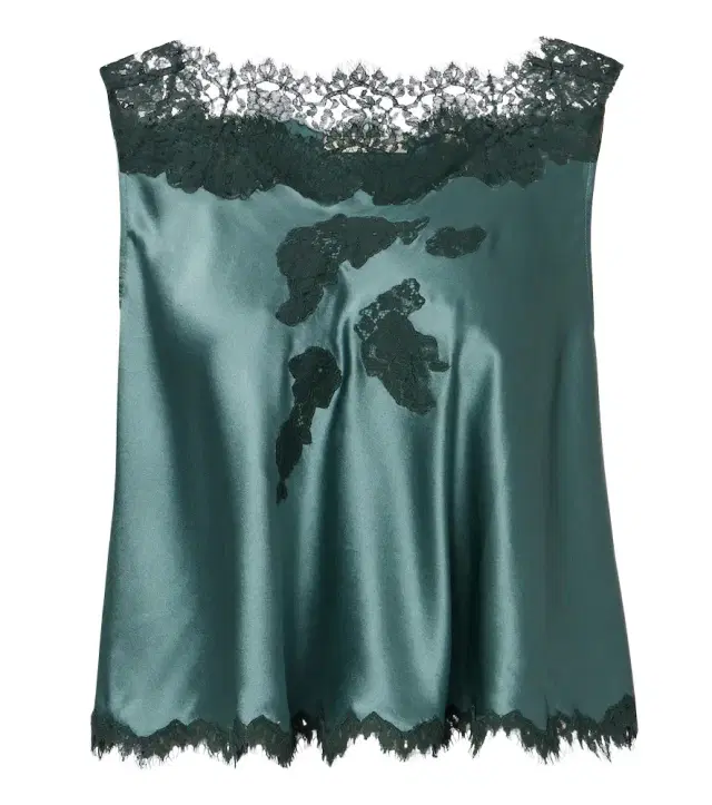 DÔEN Dôen Valerina lace-trimmed silk satin top