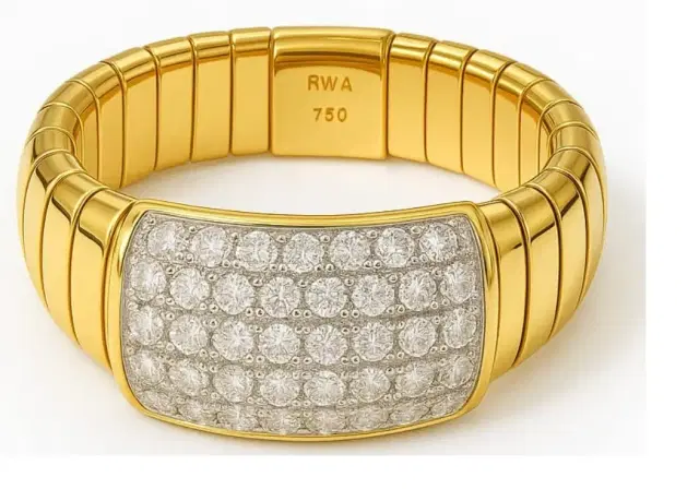 Wish Fine Jewelry 0.71ct Diamond 18K Gold Grooved Ring